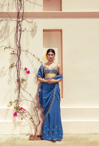 Enchanting Blue Saree Set