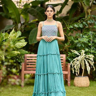 Gulmohar Sky Blue Maxi Dress