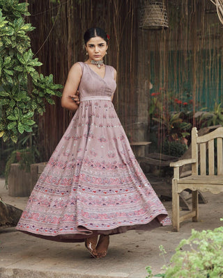 Gulmohar Lilac Flared Gown