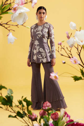 Elara Ash Grey Sharara Set