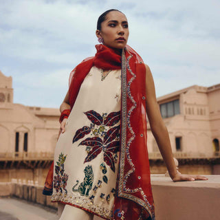 Ivory Ajrakh Patch Work Top and Sharara