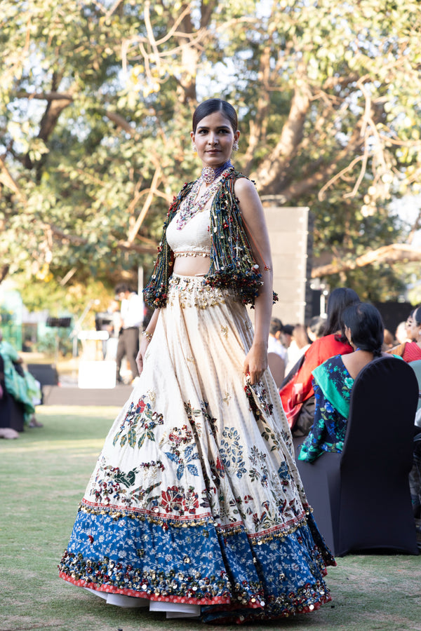 Ajrakh Elan Jacket Lehenga Set