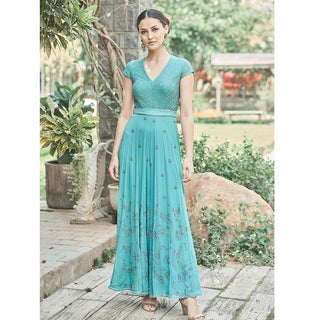 Calista Sky Blue Indowestern Jumpsuit