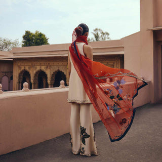 Ivory Ajrakh Patch Work Top and Sharara
