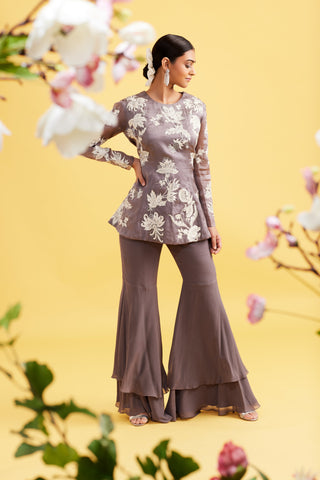 Elara Ash Grey Sharara Set
