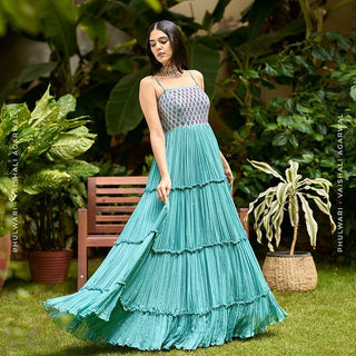 Gulmohar Sky Blue Maxi Dress