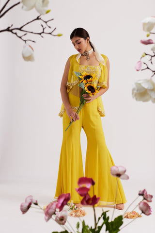Calista Mustard Yellow Sharara set