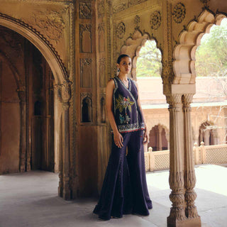 Amber Ajrakh Patch Work Top and Sharara