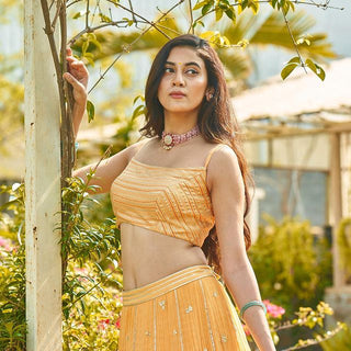 Calista  Mustard Lehenga Set