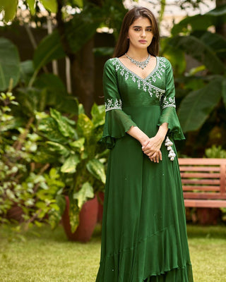 Liora Bottle green Gown