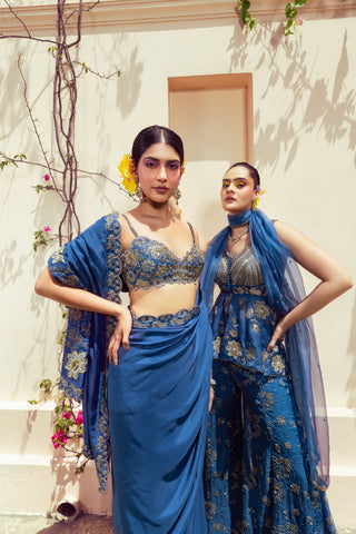 Enchanting Blue Saree Set