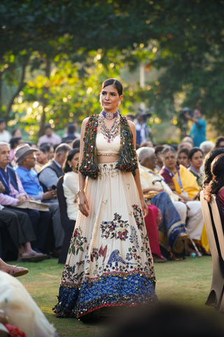 Ajrakh Elan Jacket Lehenga Set