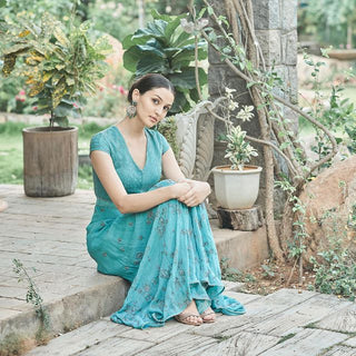 Calista Sky Blue Indowestern Jumpsuit