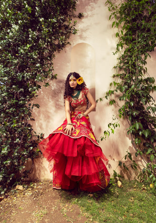 Liora Vibrant Red Lehenga