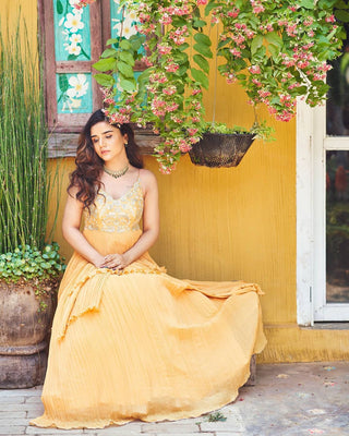 Gulmohar Mustard Flared Gown