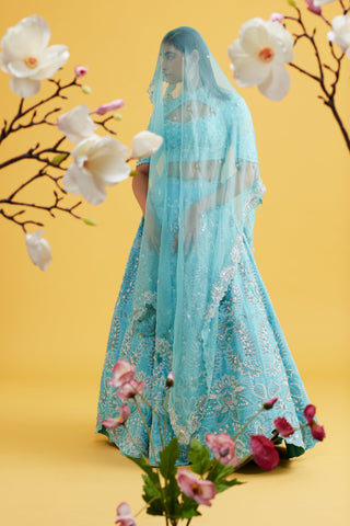 Aureya Ice Blue Silk Lehenga Set