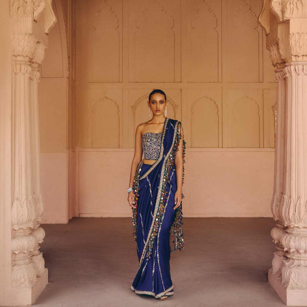 Blue Embers Dori Saree