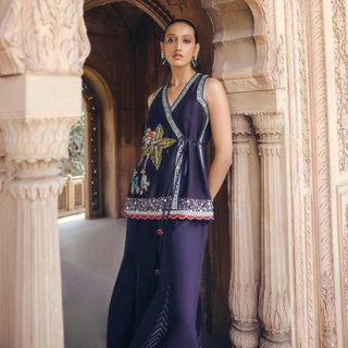Amber Ajrakh Patch Work Top and Sharara
