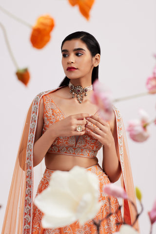 Calista Tangerine Lehenga set