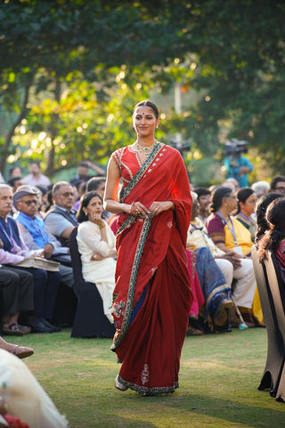 Crimson Flora Saree