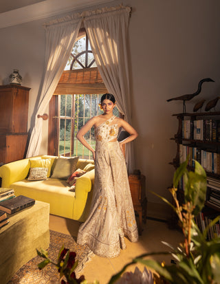 Calista Indowestern Beige Jumpsuit