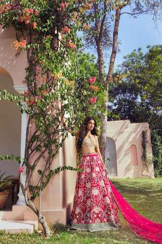 Liora Fierce Pink Lehenga set