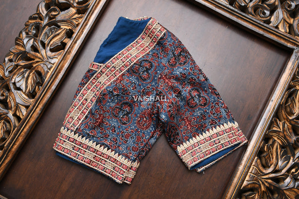 Printed Blue Embroidery Blouse
