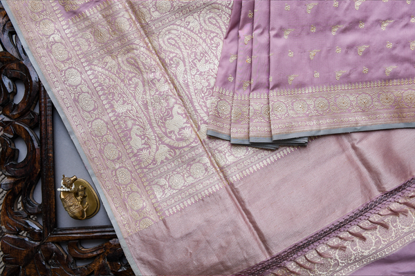 Maple Rose Pink Banarasi Silk Saree