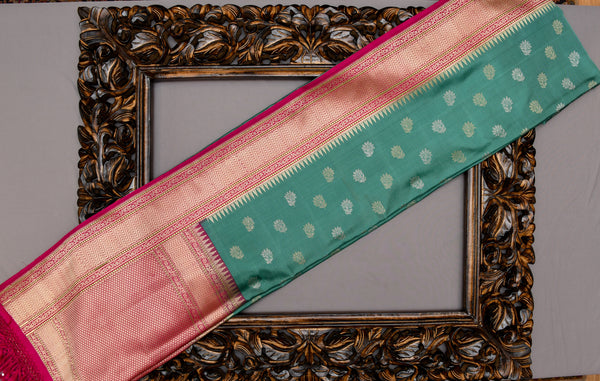 Green & Pink Banarasi Silk Dupatta