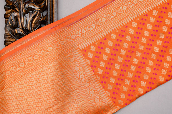 Orange and Purple Banarasi silk Dupatta