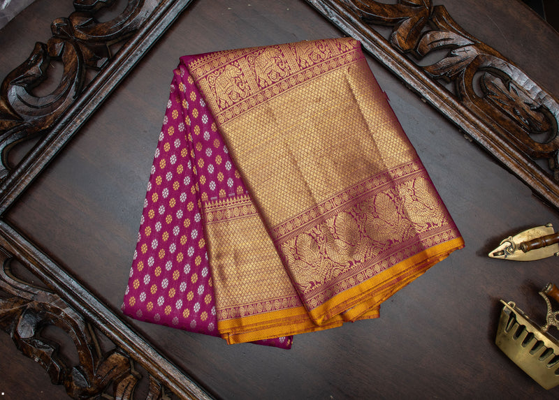 Iridescent Royal Blue & Jewel Purple Pure Kanchipuram Silk Saree – Temple  Of Kanchi