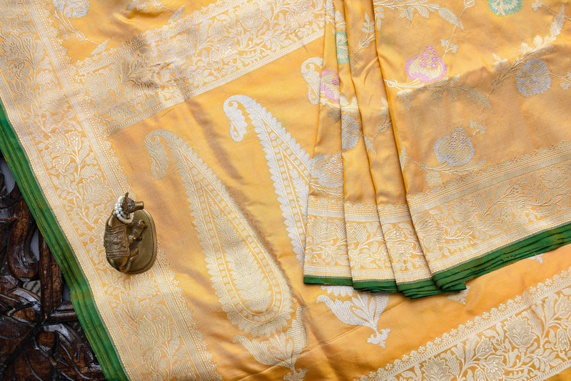 Light Yellow Banarasi Silk Saree