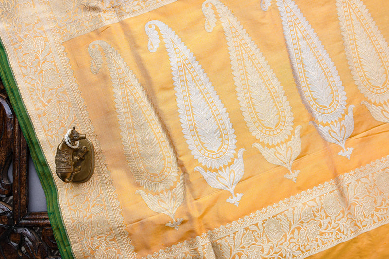 Light Yellow Banarasi Silk Saree
