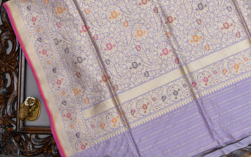 Lavender Banarasi Silk Saree