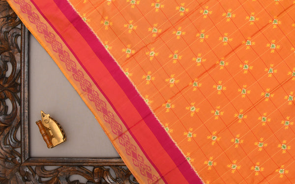Orange Ikat Pattu Saree