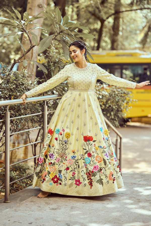 Yellow Embroidered Gown