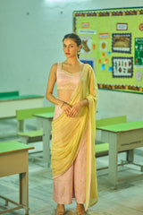 Pink & Yellow Indowestern Set